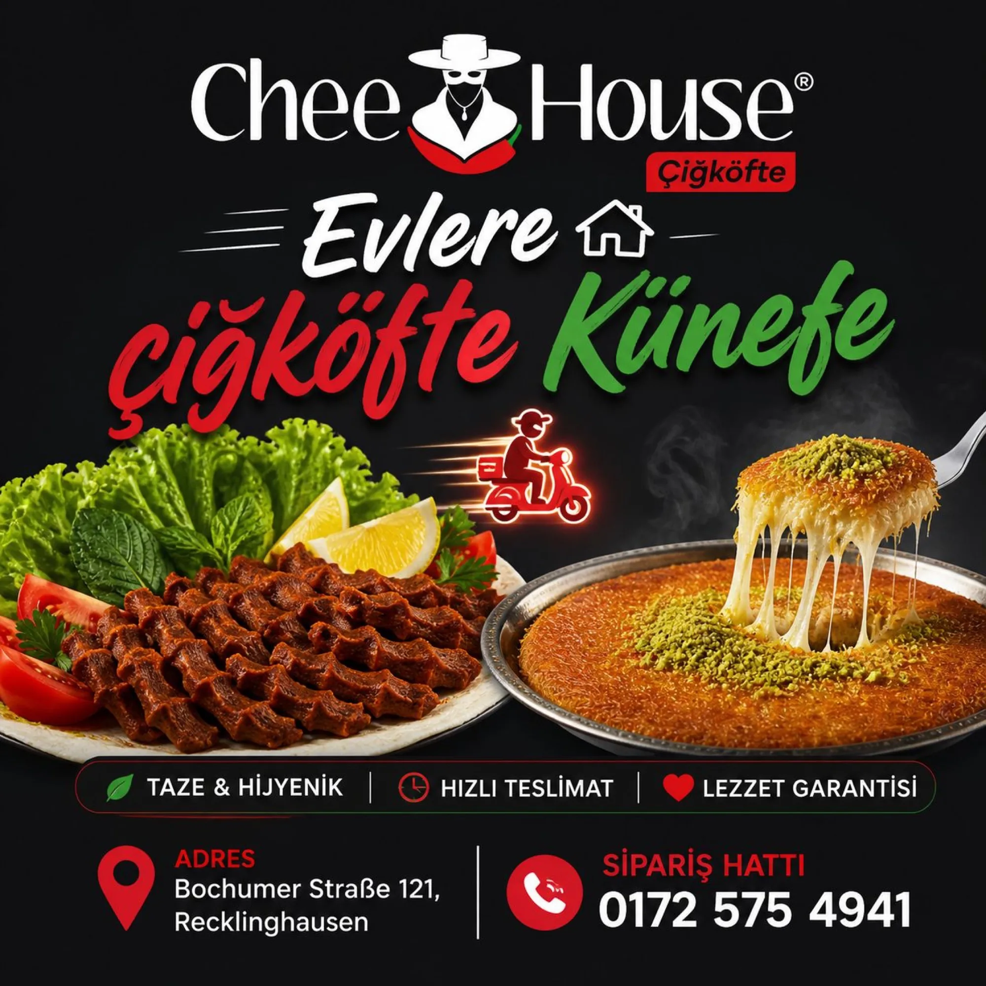 Chee House Aktion: Evlere Çiğköfte Künefe mit Lieferung in Recklinghausen